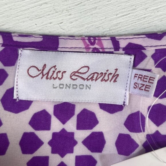 Miss Lavish London Boho Kaftan Dress Mumu Womens Size 14-18 Purple New - Picture 8 of 10